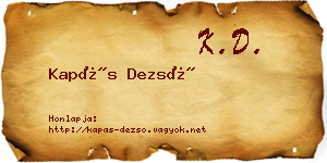 Kapás Dezső névjegykártya